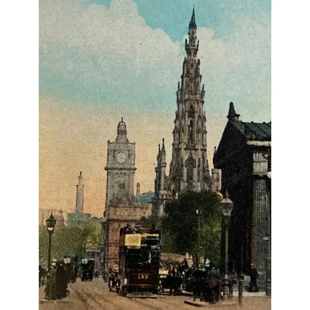 Atq Ephemera Early 1900 Litho Philco Postcards Princes St Edinburgh Hand Colored